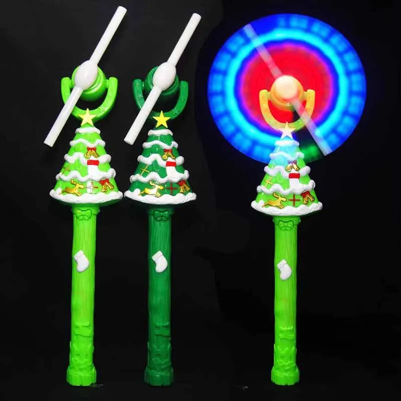 Cartone animato carino babbo natale con luci musica mulino a vento rotante regalo di natale creativo Flash Stick bambini giocattoli a emissione di luce regali