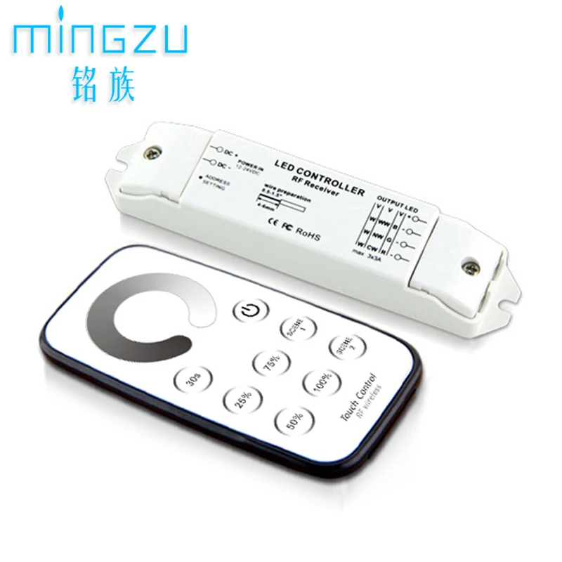 LED dimming controller 12V-24V tape light Single color dimmer LED strip light RF Wireless remote control Brightness adjustment