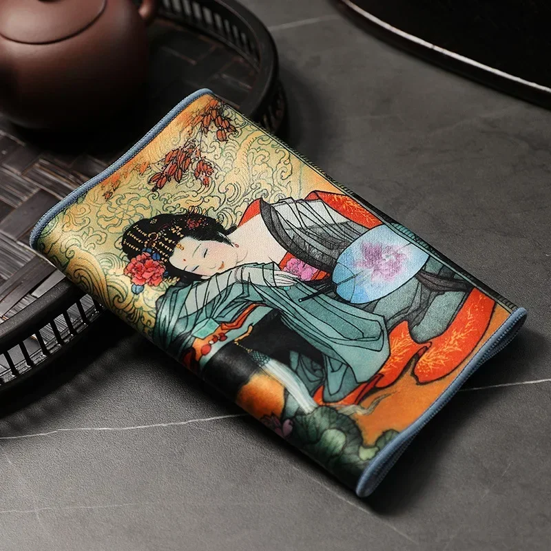 

Китайский шикарный антикварный цветной чайный полотенце, чайный сервиз кунг-фу, сильное водопоглощение, утолщение хлопка, аксессуары для чайной церемонии