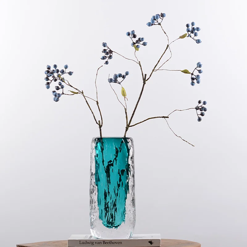 

Cloisonne glazed vase, handmade light luxury high-end living room table flower ornament, blue art flower ware