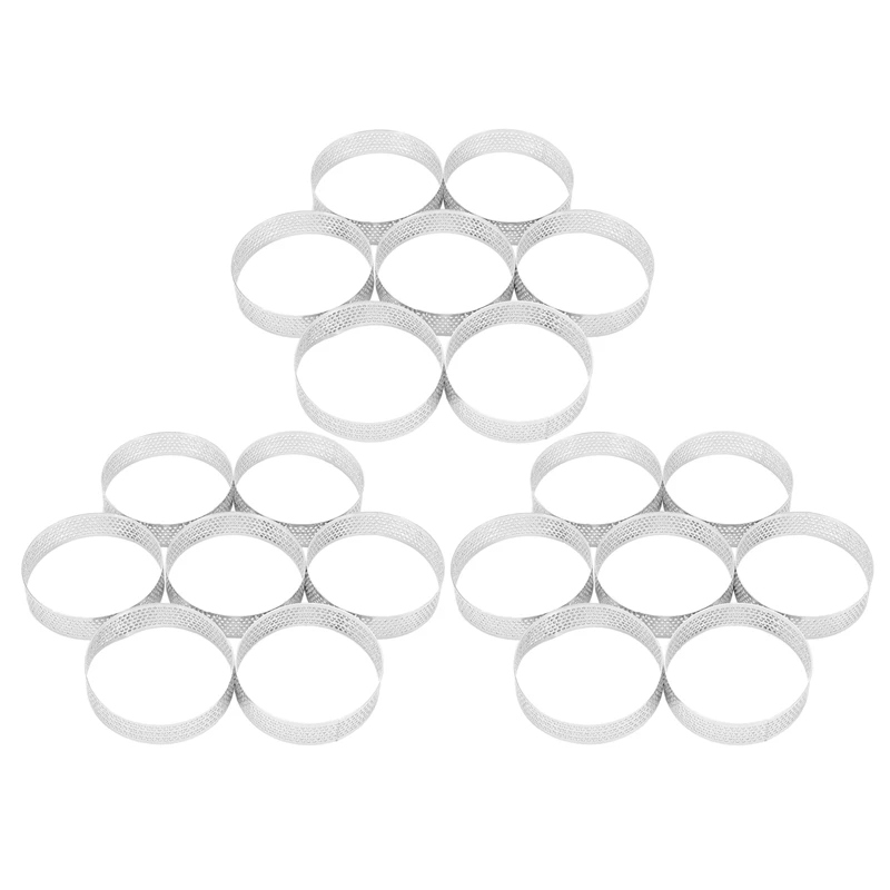 15 Pcs Circular Porous Tart Ring Bottom Tower Pie Cake Mould Baking Tools Heat-Resistant Perforated Cake Mousse Ring