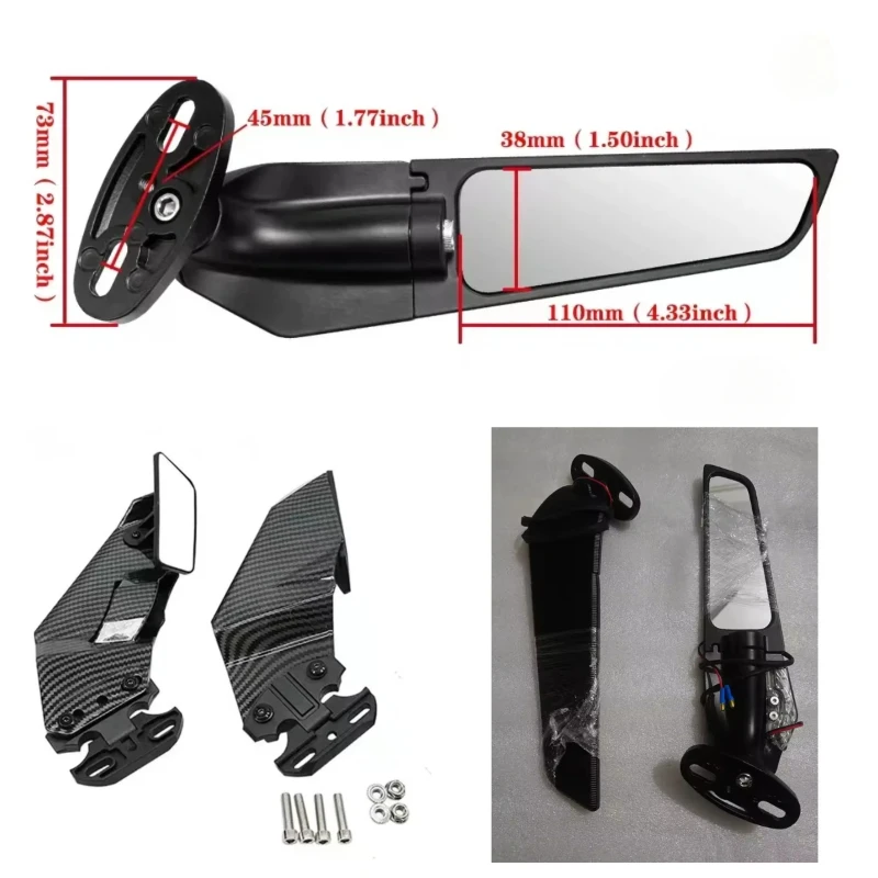 For Yamaha FZ1 S FZ1-S Fazer 1000 2006 2007 -2015 FZ1S Adjustable Rotating Rearview Motorcycle Side Mirrors Winglets Wind Wing