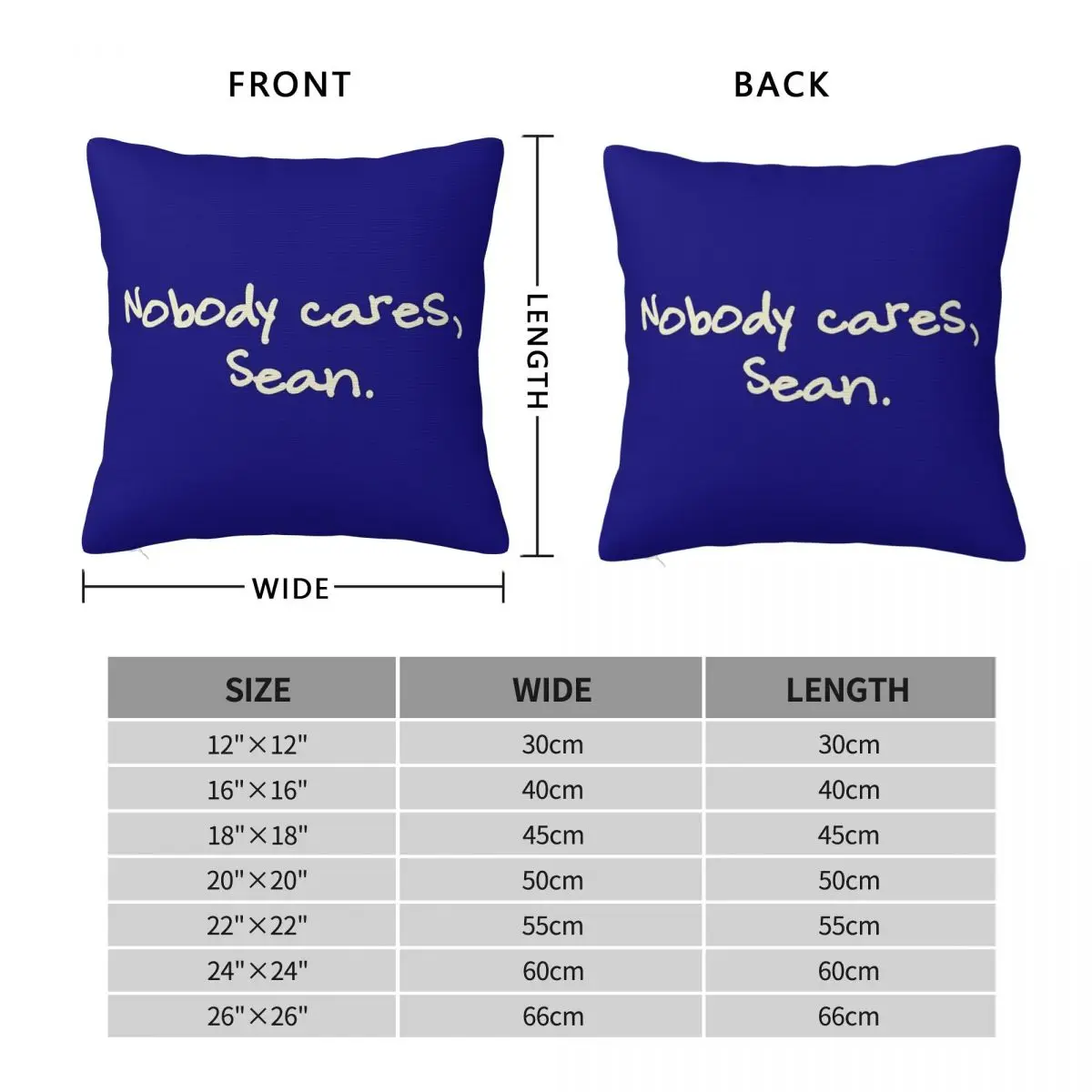 Grey's Anatomy Nobody Cares Sean Square Pillowcase Polyester Linen Velvet Pattern Zip Pillow Case Bed Cushion Case Wholesale