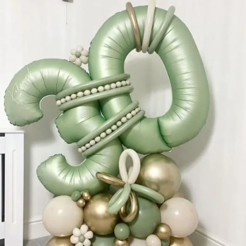 40inch Olive Green Number Balloon 0-9 Digital Foil Ballon 21st 30th 40th Birhday Party Decorations Anniversary Decor Green Globo