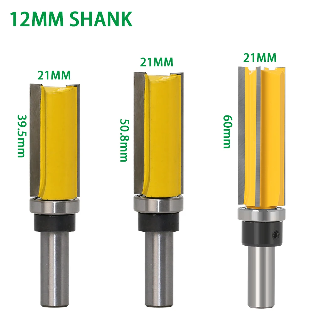 12mm&12.7mm Shank Template Trim Hinge Mortising Router Bit Straight end mill trimmer cleaning flush trim Tenon Woodworking Tools