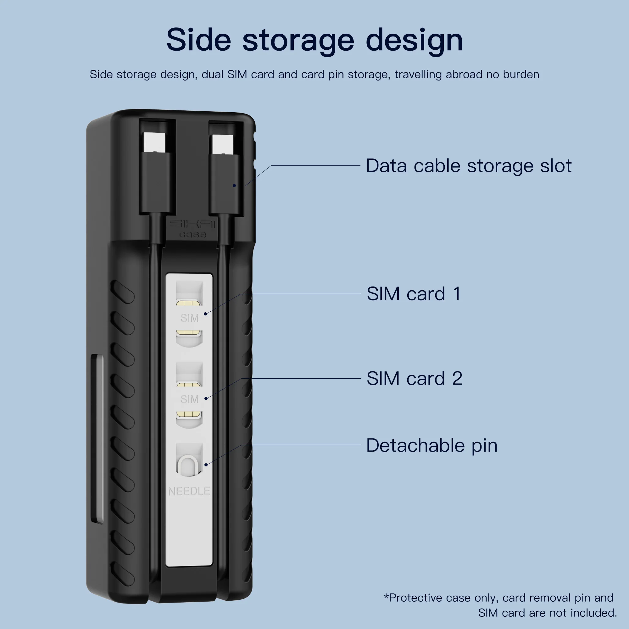 Силиконовые чехлы Защитный чехол Power Bank для CUKTECH No. 10 Зарядное устройство, кабель для зарядки данных, 0,5 м, сумка для хранения SIM-карты, IF PIN-слот