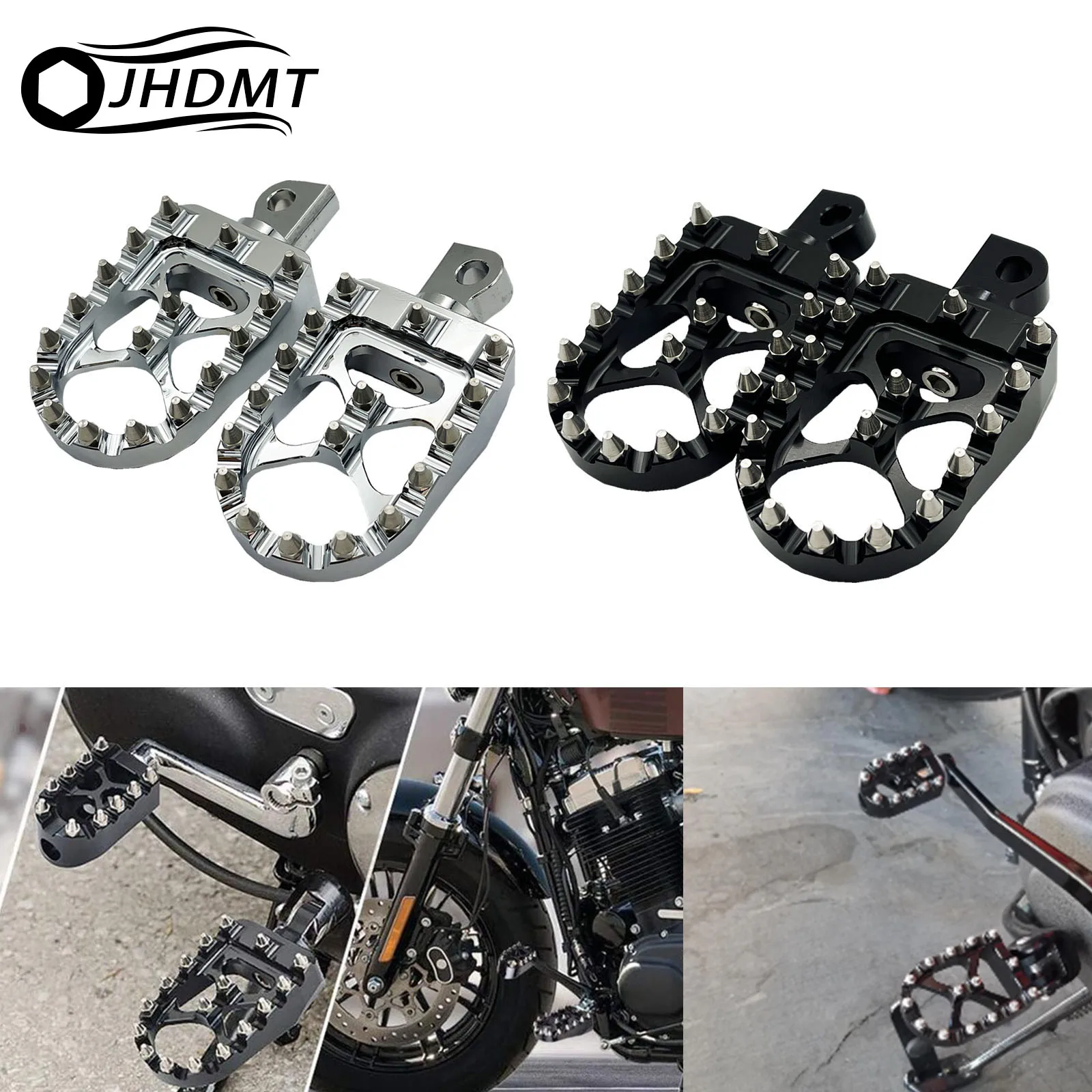 

Motorcycle MX Foot Pegs Wide Fat Footpegs Footrests 360 Roating For Harley Touring Dyna Fatboy Sportster Iron 883 XL Street Bob