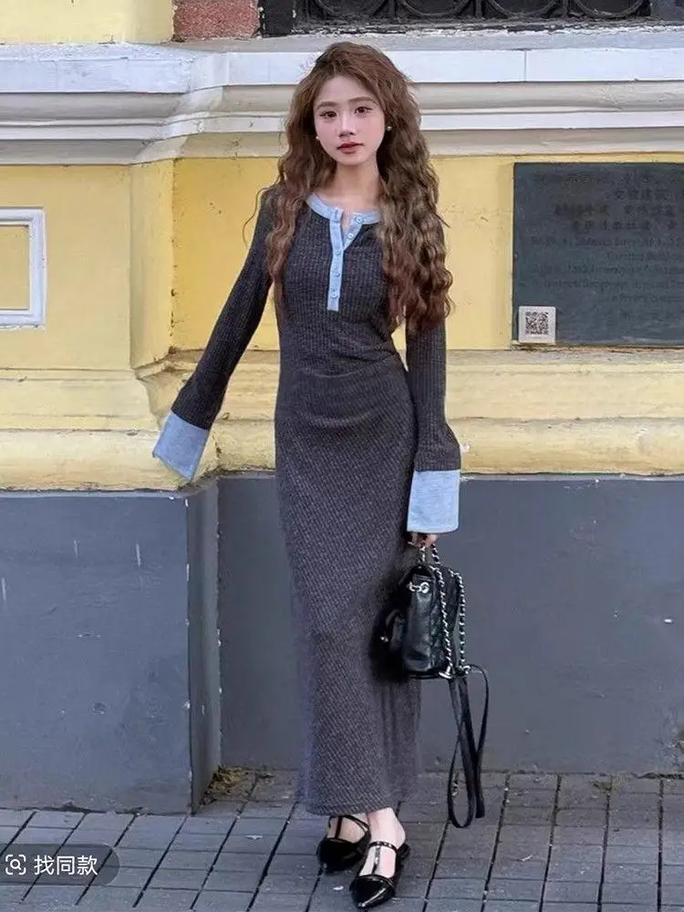 

Knee Length Pullovers Dog Print Sweaters Jumpers Women Simple Stand-Up All-Match Edge Decorate Slanted Bottoming-Shirt Fur Girls