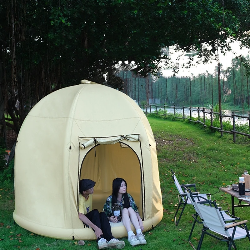 

Inflatable Camping Tents with Pump, Air Glamping Tents, Easy Setup 4 Seasons Oxford Cabin Tent