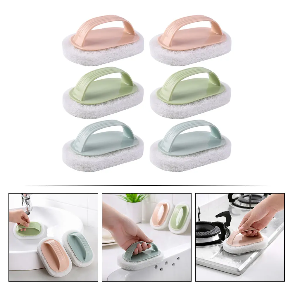 

6pcs Kitchen Scrub Sponges Household Cleaning Sponge Set Durable Pot Scrubber For Bowls Cups Grease Removal Efficient