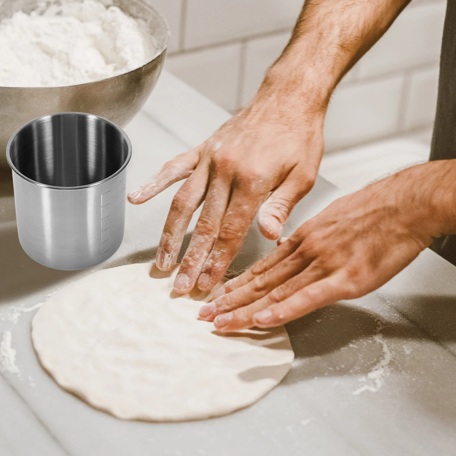 350Ml Stainless Steel Measuring Cup No Handle Easy To Clean Precise Measurement For Baking Cooking Rice Liquids Dry Ingredients