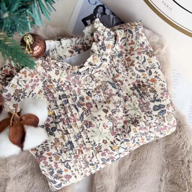 

in stock 2025 BP Autumn Floral Dress Girl Printed Shirts & Skirt Suit Toddler Girls Clothes Birthday Party Dress