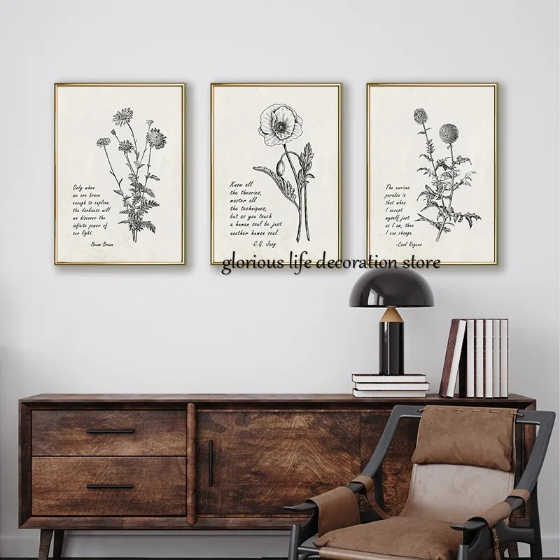 Brene Brown, Carl Jung Psychology Quotes Poster Vintage Mental Health Canvas Printing Wall Art Picture Therapy Office Decor