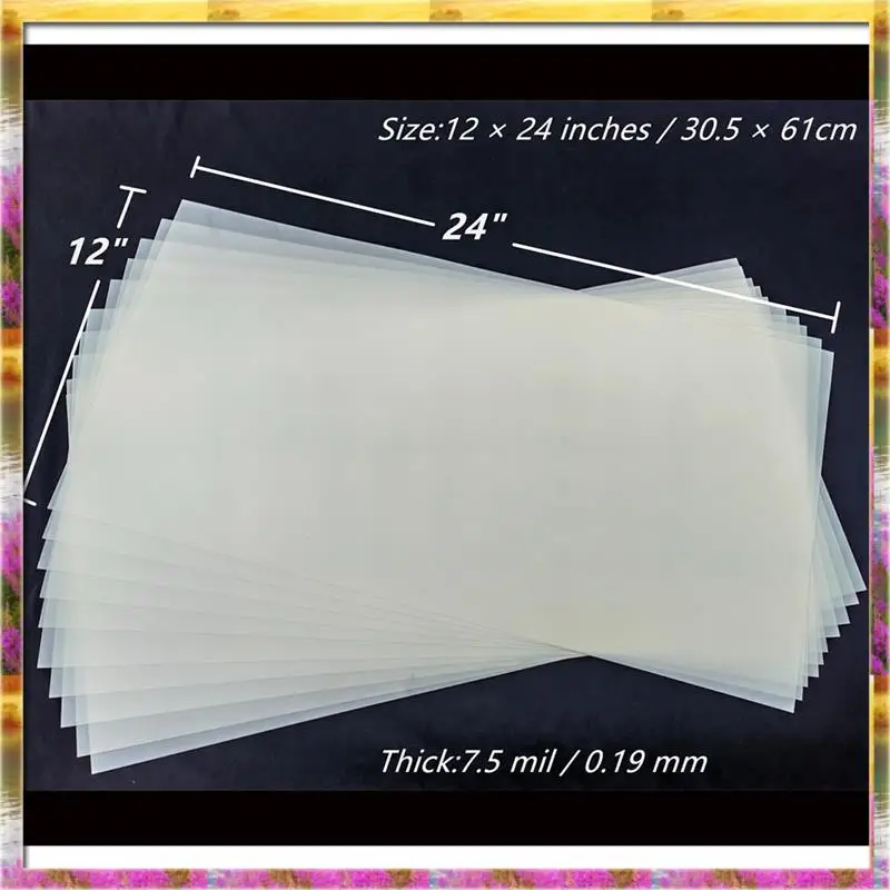 ABSU لآلات القطع المتوافقة، 10 عبوات مكونة من 12 بوصة × 24 بوصة 7.5 مل/0.19 مم أوراق استنسل مايلر فارغة وشفافة