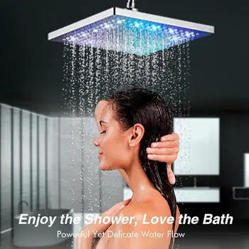 8吋方形LED淋浴噴頭,7種顏色變換,浴室照明,雨淋式花灑,高壓雨淋式花灑 8 最佳銷售 淋浴噴頭下雨 - №1