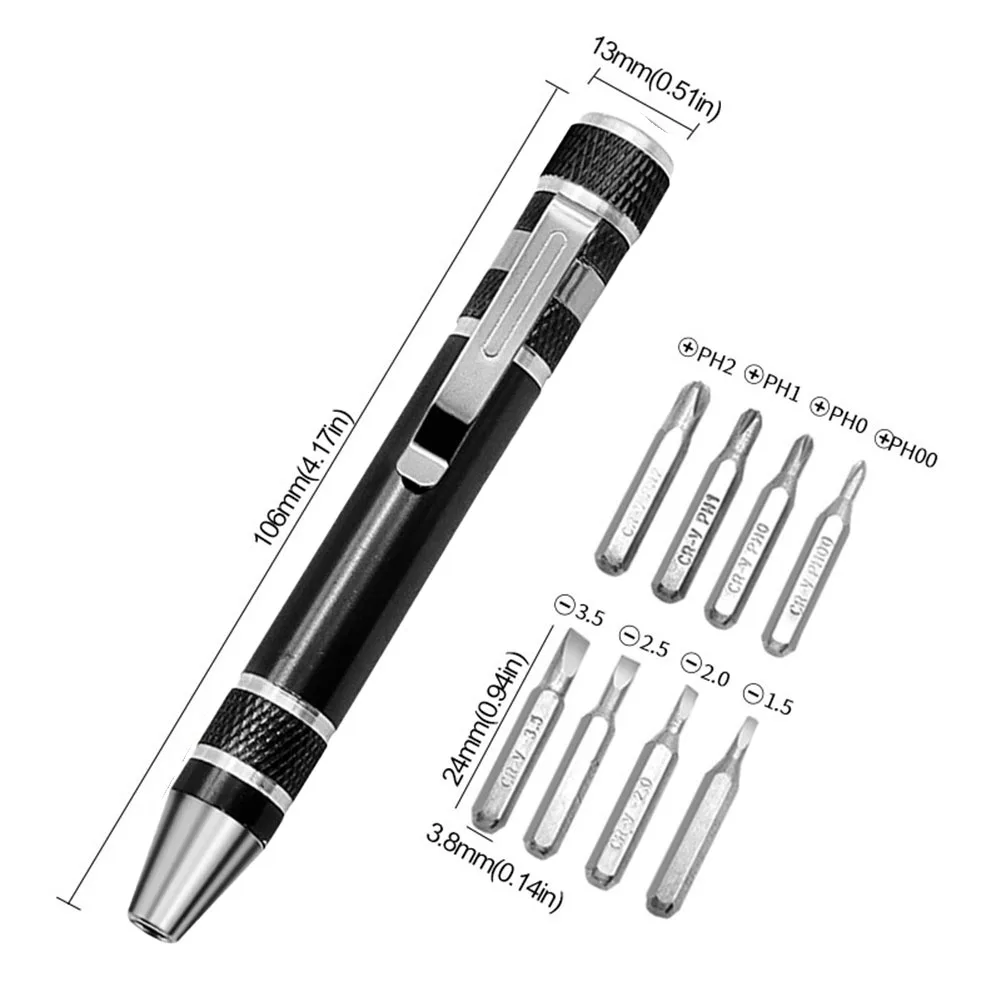 Multifunction 8 -In 1 Pocket Precision Mini Screwdriver Pen Mobile Phone Repair Hand Tools Kit Portable Screwdriver Hand Tools