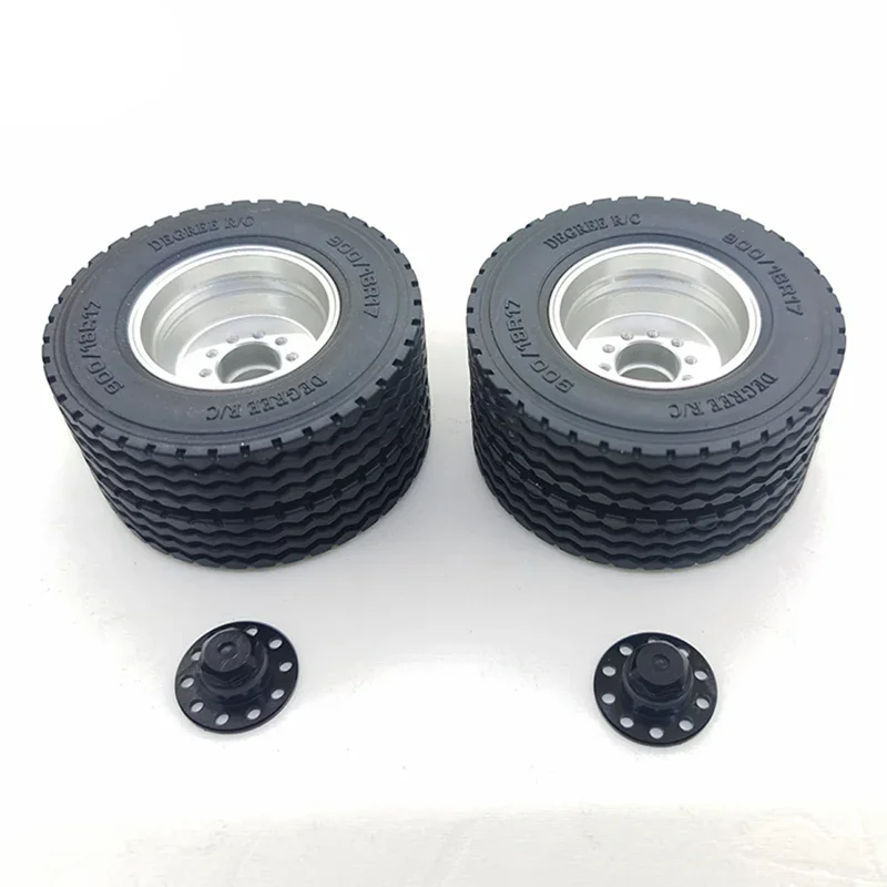 1 Pair Simulation Rubber Small Tires for 1/14 Tamiya RC Truck Scania 770S MAN Benz Volvo Diy Parts