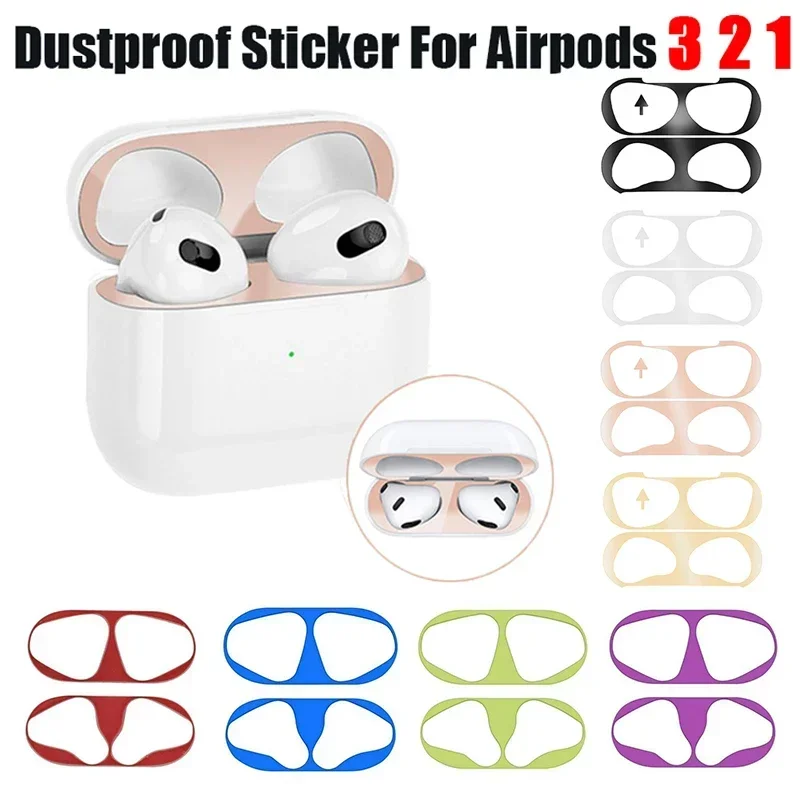 Metal Dust Guard Sticker for Apple AirPods 1 2 3 Pro Earphone Case Dust-proof Protector Ultra Thin Sticker Film Headphone Box