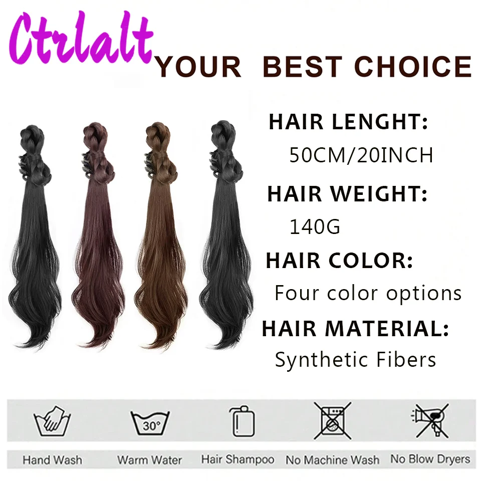 Synthetic New Chinese Style Claw Clip Long Curly Ponytail Natural Fluffy Can Be Tied Ancient Style Hanfu Cheongsam Ponytail Wig