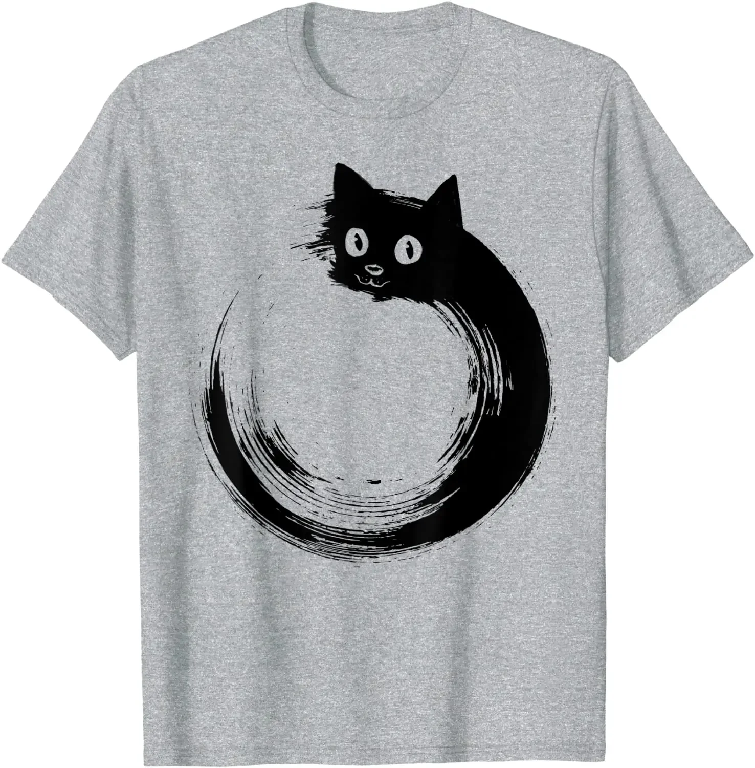 Cute Cat Zen Circle Meditation T-Shirt Funny Printed T Shirt Cotton Tshirts for Men Birthday