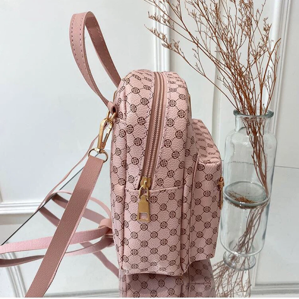 Cute Small Zipper Backpack, Women's Geometric Pattern Backpack With Adjustable Strap (7.5*6.3*2.23) Inch