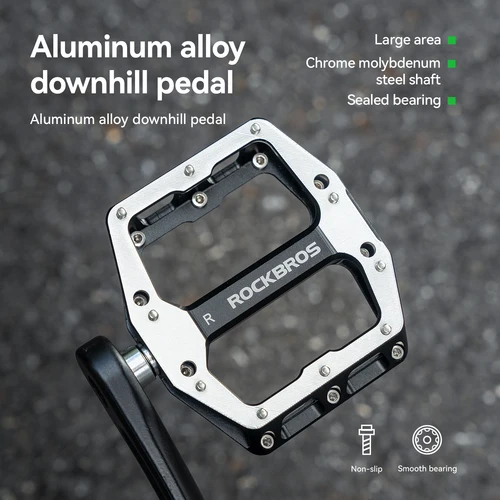 Imagen 2 del producto Pedales de bicicleta ROCKBROS, Pedal de rodamiento sellado de aleación de aluminio, pedales de plataforma ligeros para bicicleta de montaña y carretera, antideslizantes y a prueba de polvo