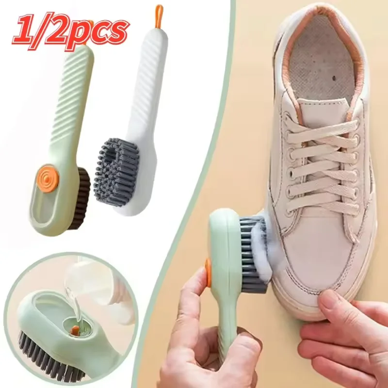 1/2Pcs Multifunktions Reinigung Schuh Pinsel Weiche Automatische Flüssigkeit Schuh Pinsel Langen Griff Kleidung Seife Pinsel mit haken Sauber Werkzeug