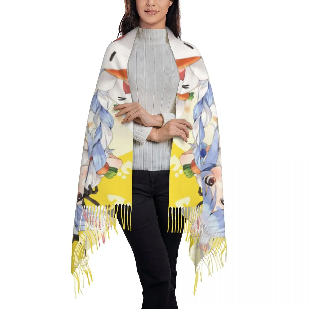 Hololive Usada Pekora Sjaal Wrap Voor Vrouwen Lange Winter Herfst Warm Kwast Sjaal Unisex Sjaals