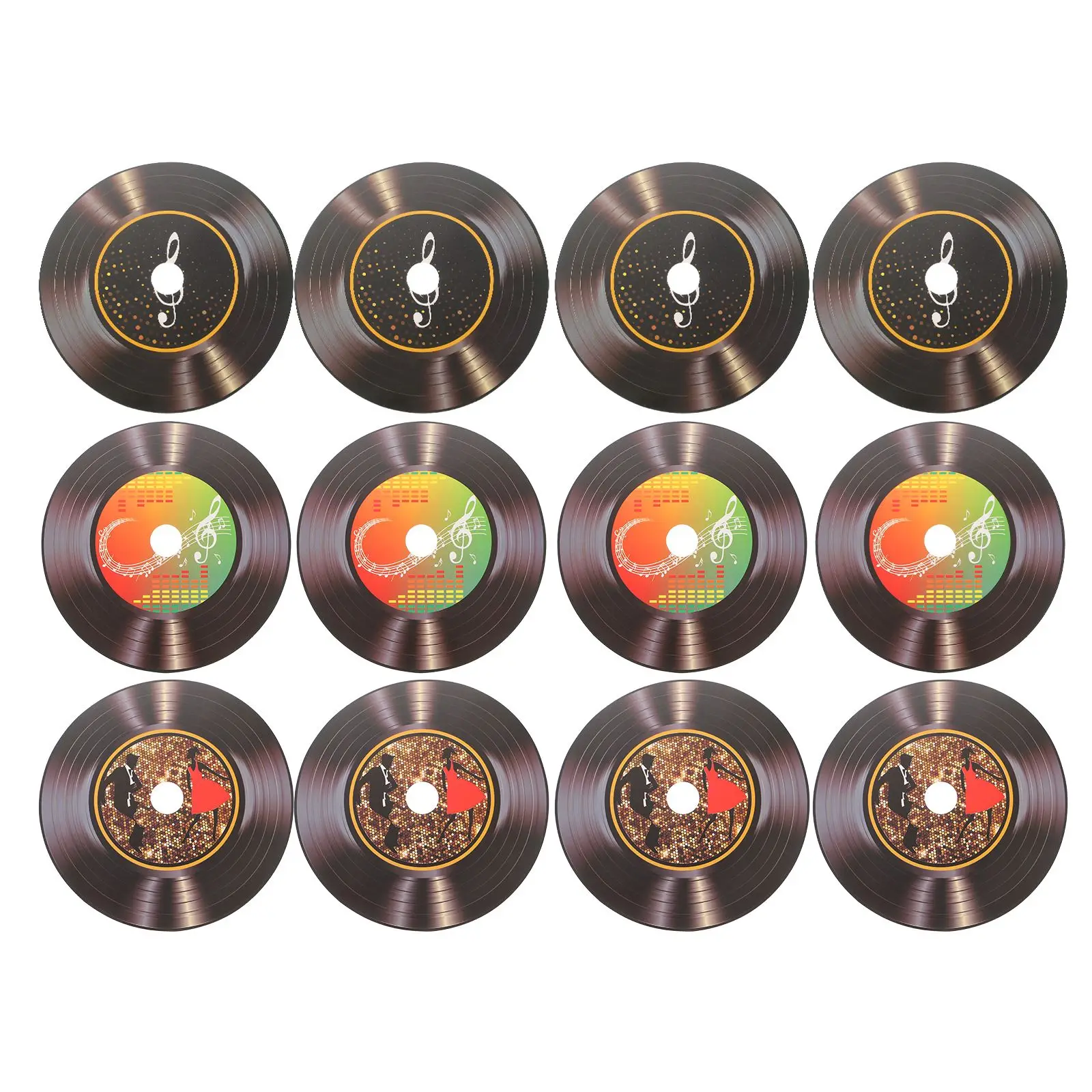 12Pcs Home Bar Record Decor Wall Ornament Coasters For Drinks Retro Record Absorbent Novelty Vinyl Disk Coasters Home Decor