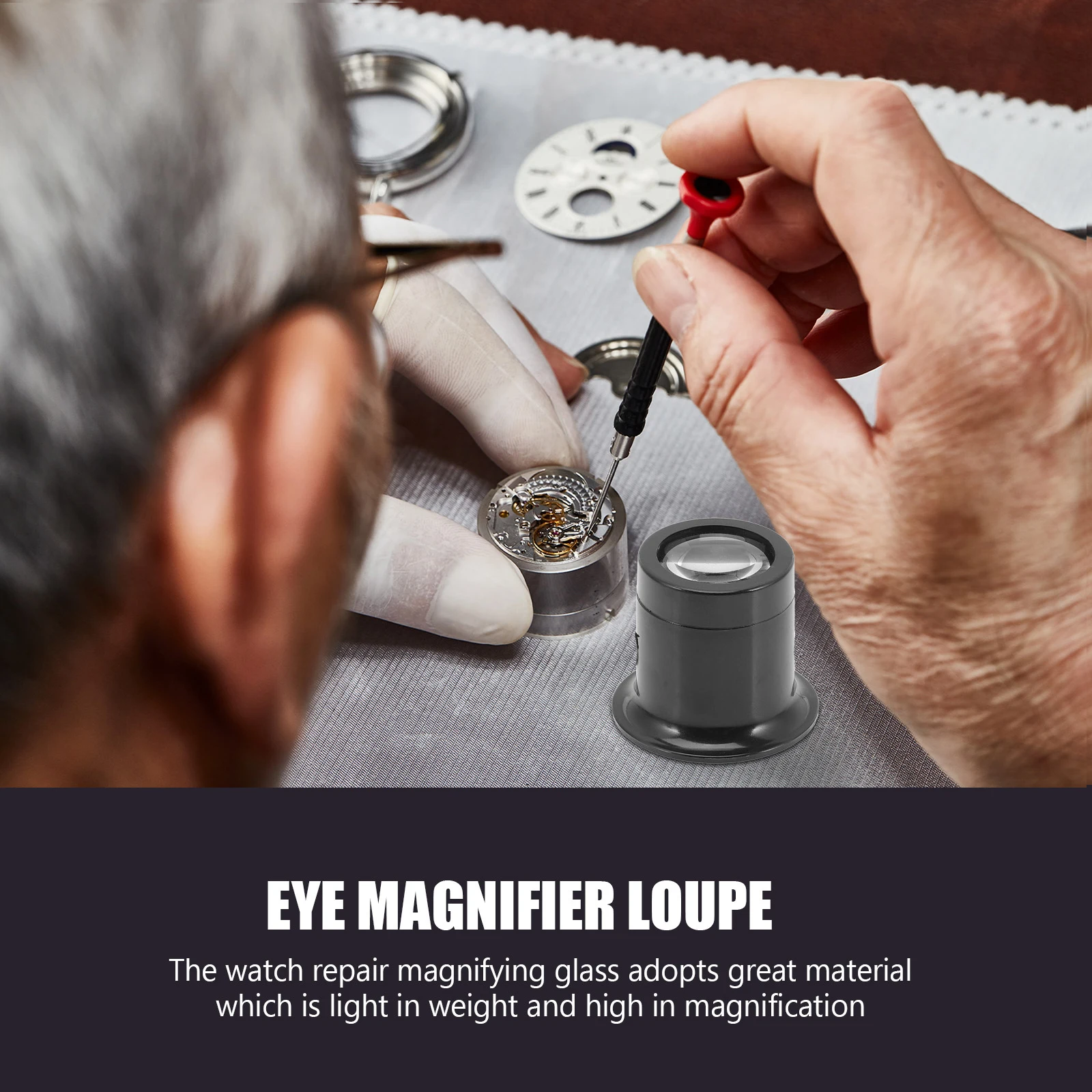 

1 set Magnifying Glass Watchmakers Repair Tool Steel Frame Jeweler Loupe Kit Maintenance Supply Headband Design Resin