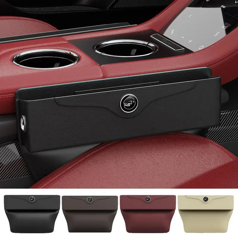 Leather Car Seat Storage Box Car Seat Crevice Organizer Universall Car Seat Gap Filler Car Console Side Organizer For Cars SUVs