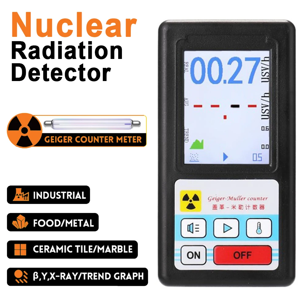 Nuclear Radiation Detector Color Display Screen Geiger Counter Personal Dosimeter Marble Detectors Beta Gamma X-ray Tester