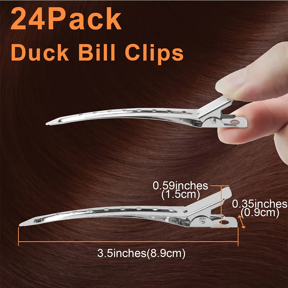 Hair Clips For Styling Sectioning 24Pcs Metal Duck Bill Clips For Women Alligator Hair Clip For Long Curl Thick Hair Salon Clips