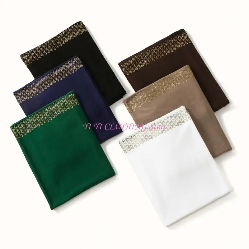 

N5KF Блестящие стразы, украшенные шарфом, хлопковый хиджаб для этнического образа, дышащий