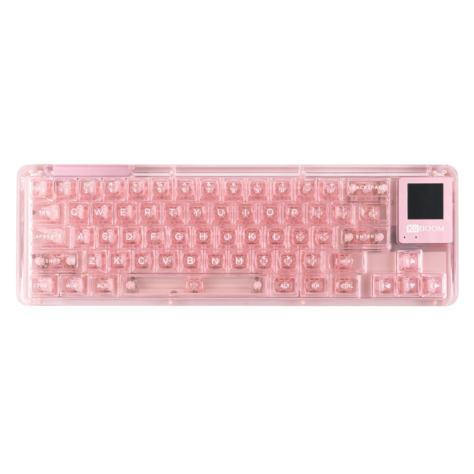 KiiBOOM Phantom 64 60% Hot-Swap Bluetooth 5.0/2.4GHz/Type-C Wired Transparent Gasket-Mounted Mechanical Keyboard with LCD Screen