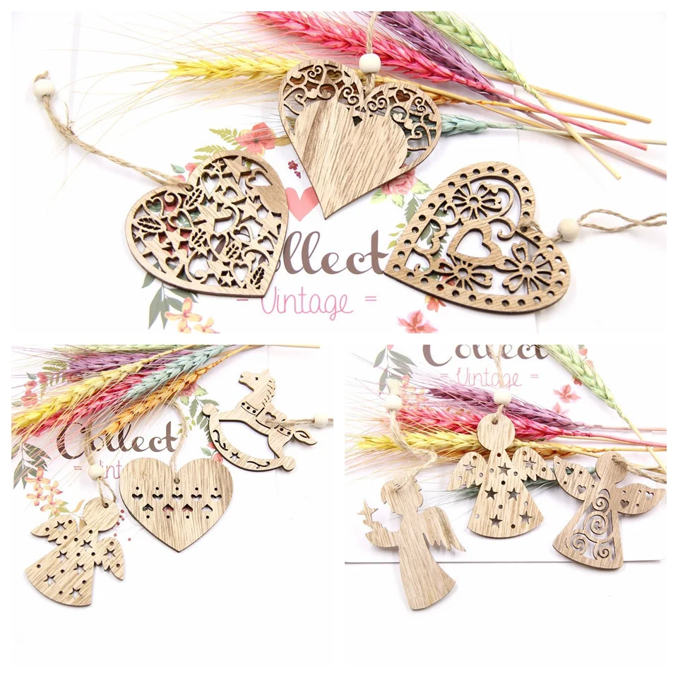 5PCS Multi-style Love Angels Cute Wooden Crafts Wedding Valentine\'s Day Party Children Birthday Party Decoration Supplies