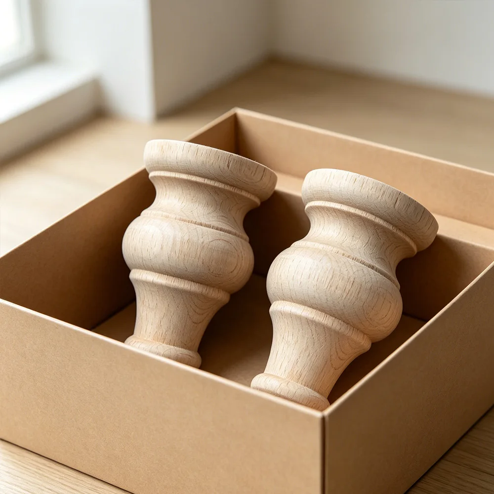 1PC Kawaii Furniture Real Wood Carving Ark Leg Circular Wooden Foot Decoration Cylindrical Ball Applique Vintage Home Decor