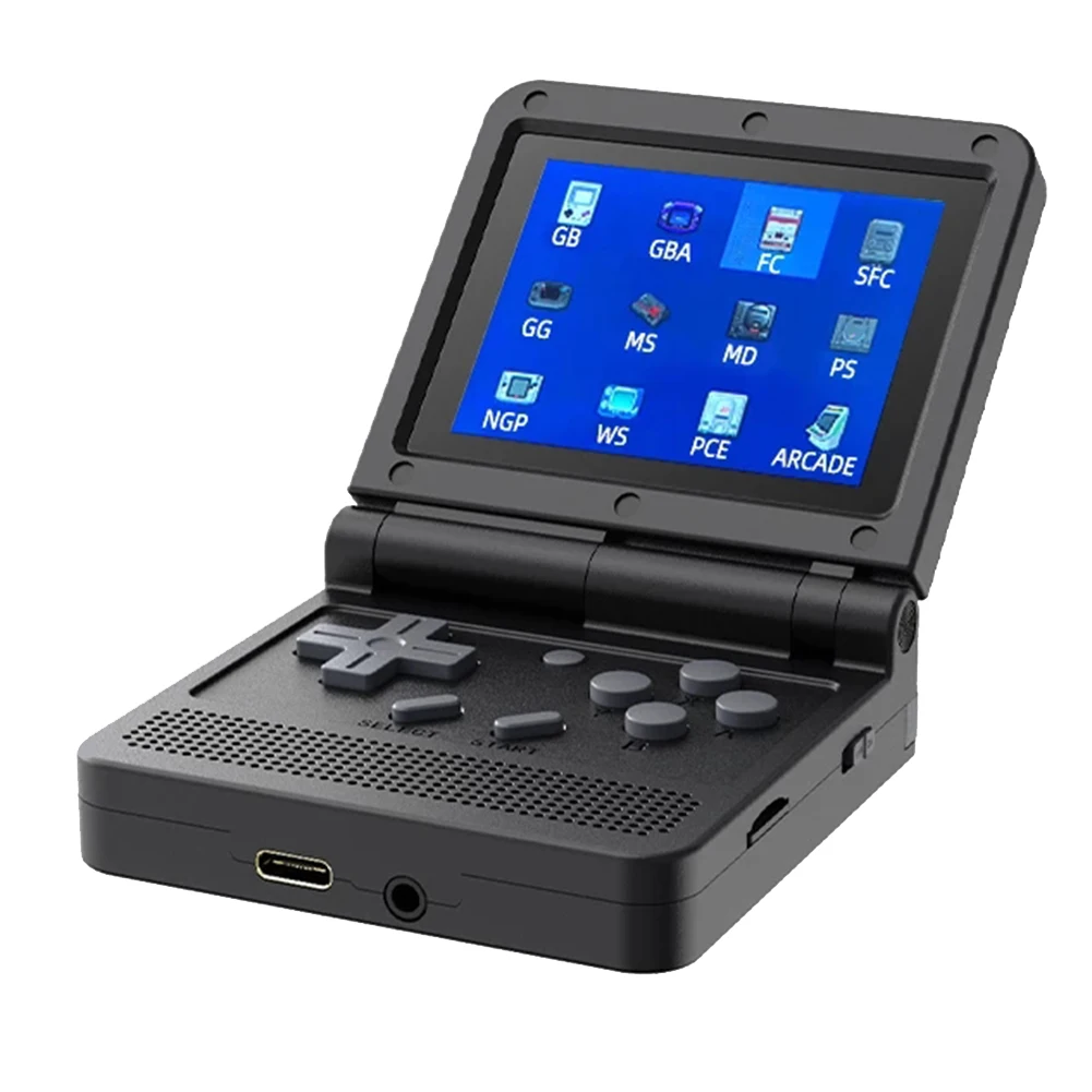 

POWKIDDY New V90 Version Open-Source Retro Game Console 3.0 Inch IPS LCD 320 x 240 64GB ROM Built-in 15000 Games (Black)