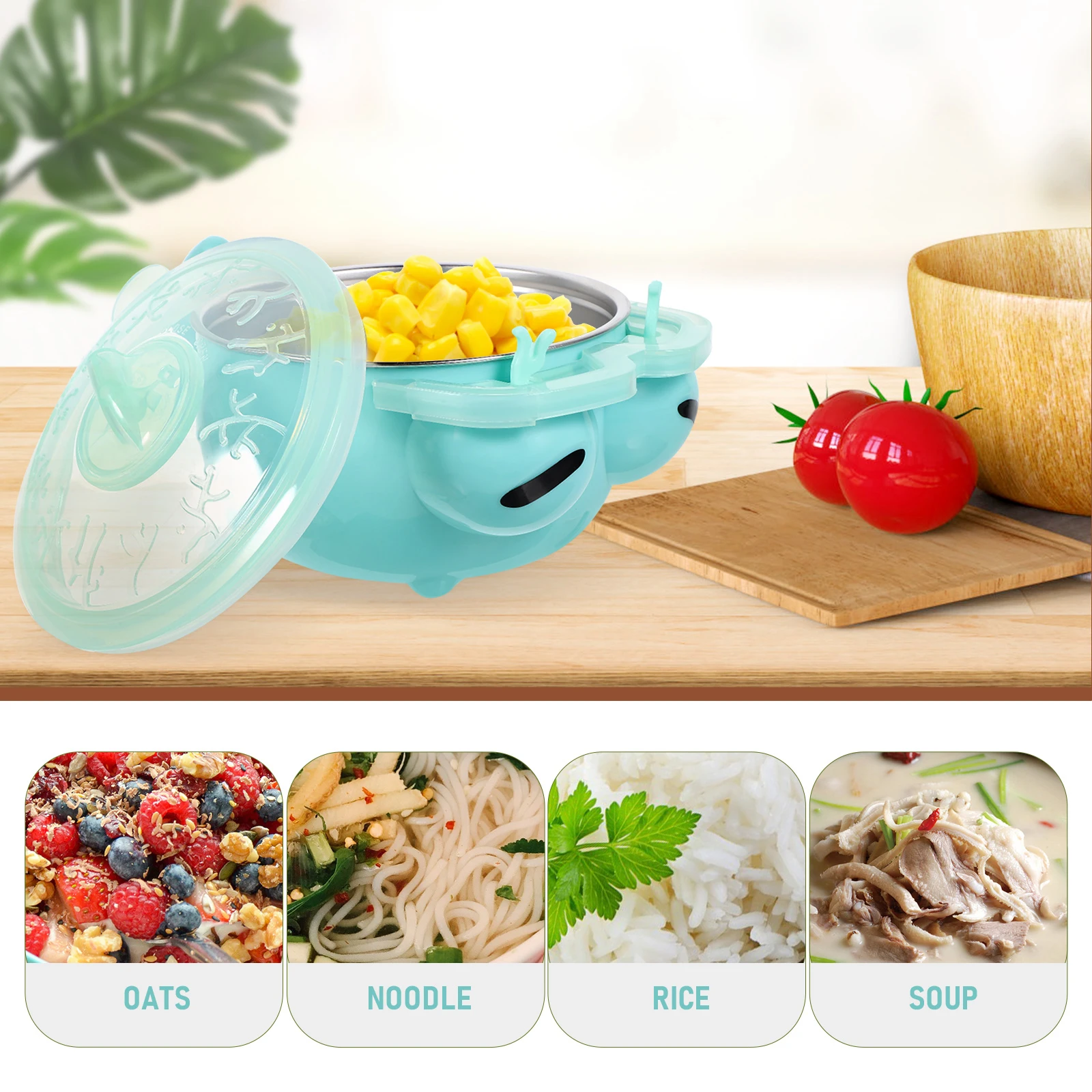 

1Pcs Insulation Bowl Baby Suction Stainless Steel Feeding Bowl Cartoon Rabbit Design Silicone Bottom Lightweight Portable Four
