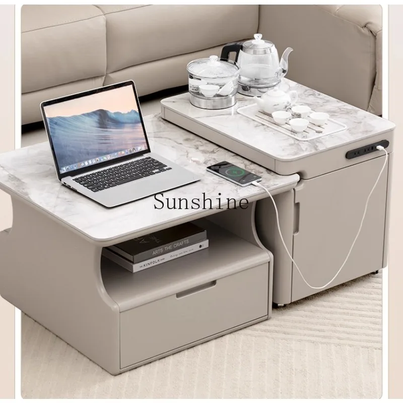 

Modern simple rock slab combination coffee table living room furniture movable tea table