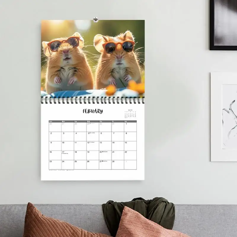 Calendario de pared divertido 2025 con temática de animales, planificador de papel decorativo para el hogar, empresa, tienda escolar, 2025