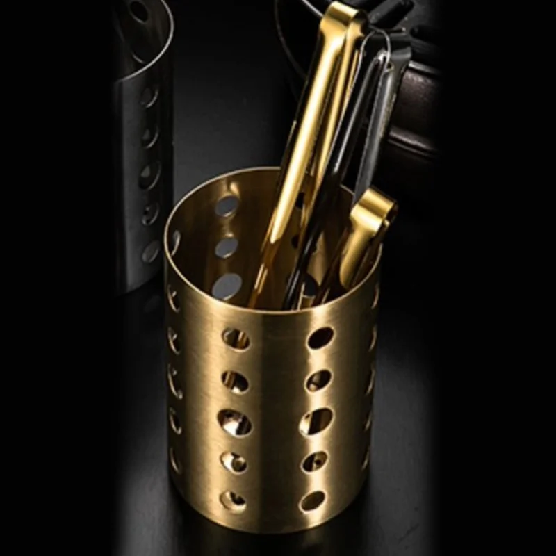 Kitchen Utensil Holder Stainless Steel Thickened Heightened With Drain Holes Countertop Utensil Crock For Chopsticks Scissors