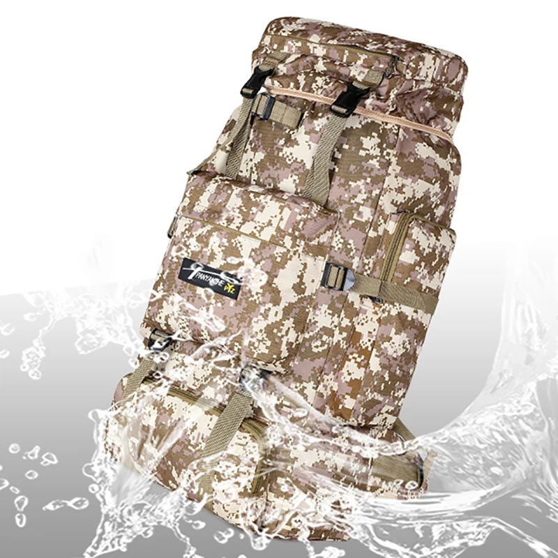 

70L High capacity Backpacks Men Black Camping Backpack Tactics Travel Sports Mountaineering Fishing Water proof Outdoor