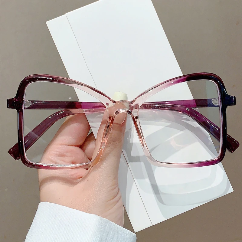 KAMMPT Fashion Square Women Glasses Vogue Oversized Candy Color Glasses Frame Trendy Brand Design Eyeglasses for Decoration