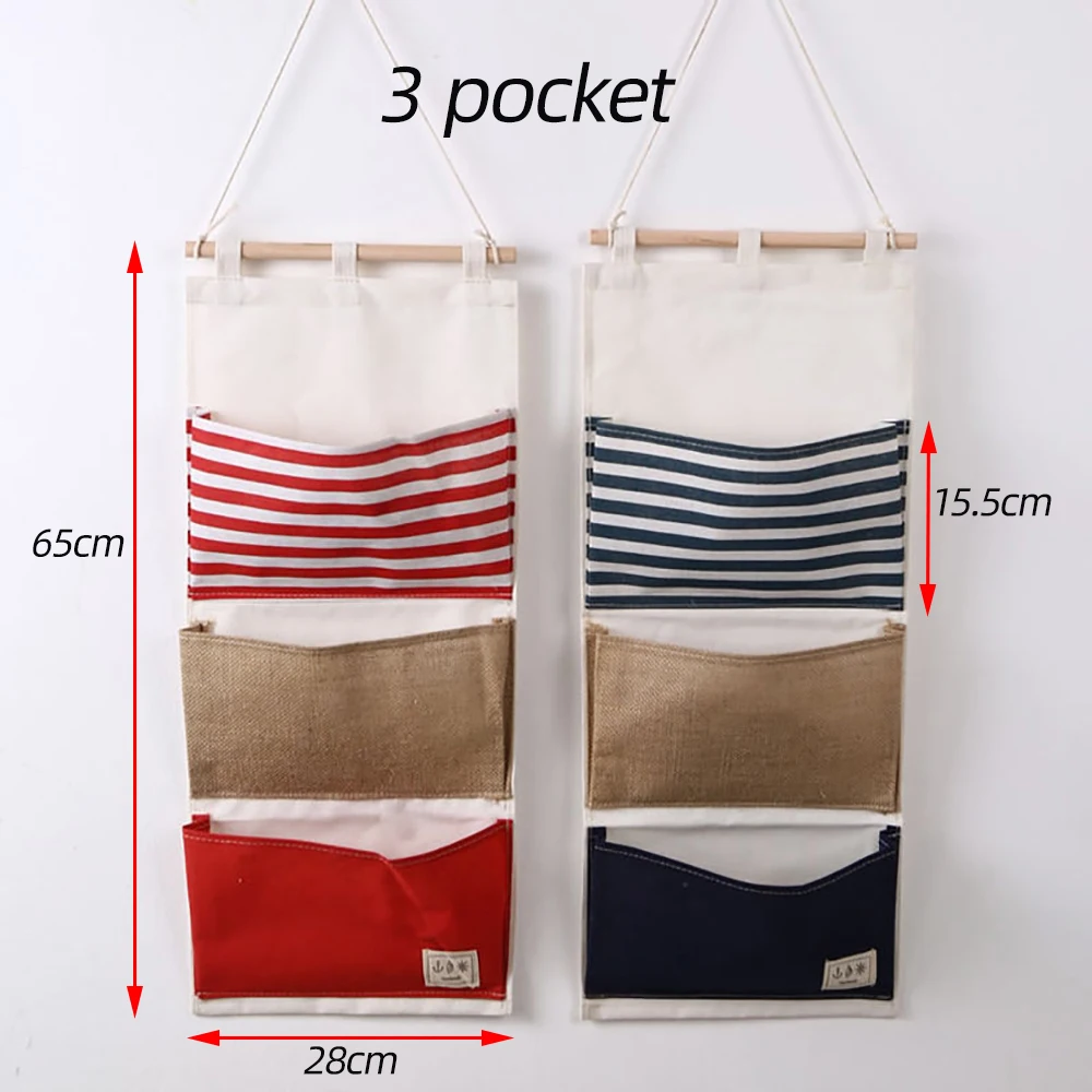 

Multi purpose storage bag 3 pocket splicing miscellaneous convenience bag Small item mobile phone storage hanging bag