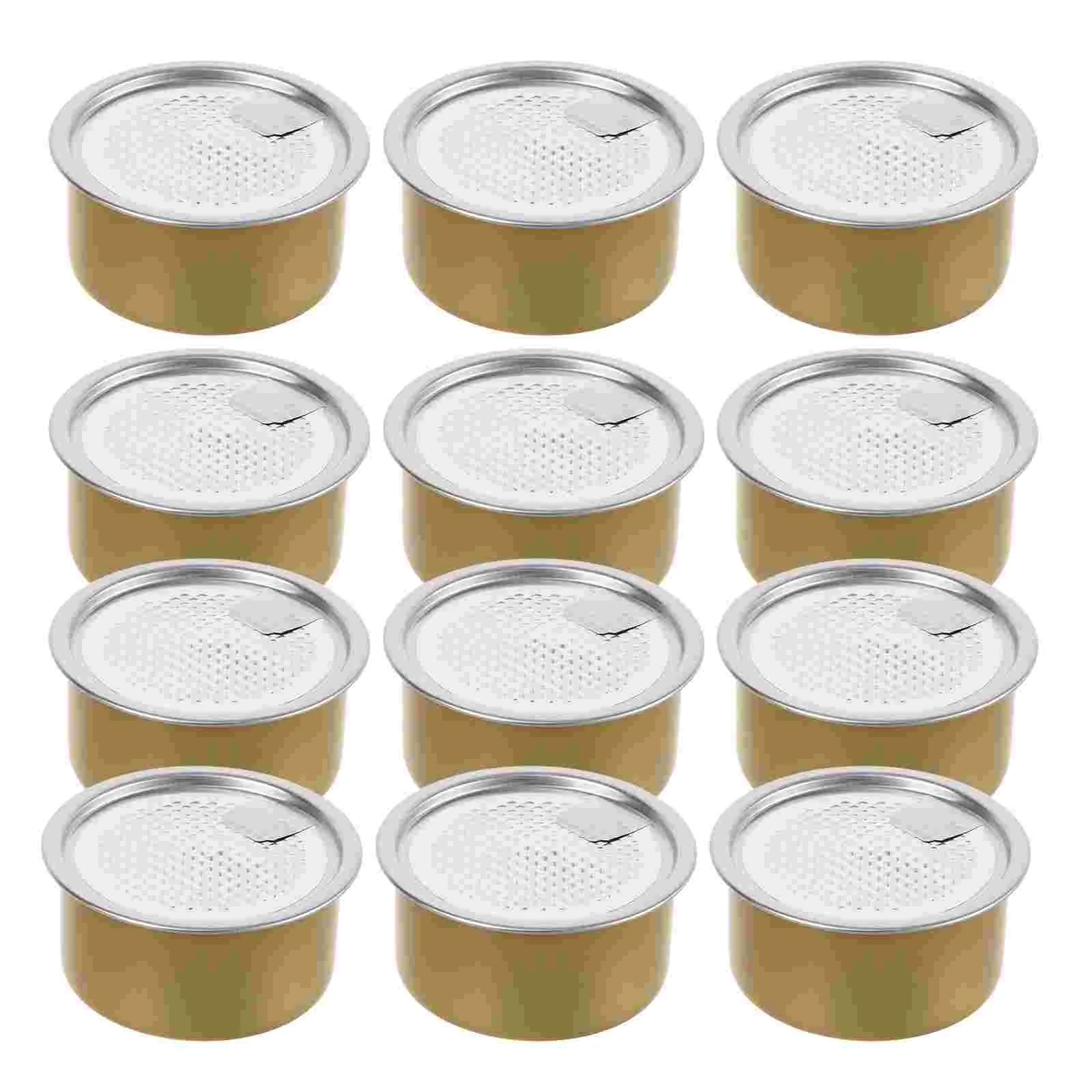 12 Pcs Can Box Cookie Tin Food Boxes Small Cat Tins Bulk Round Tank Dog Jar Dessert With Lids For Gift Giving Aluminum