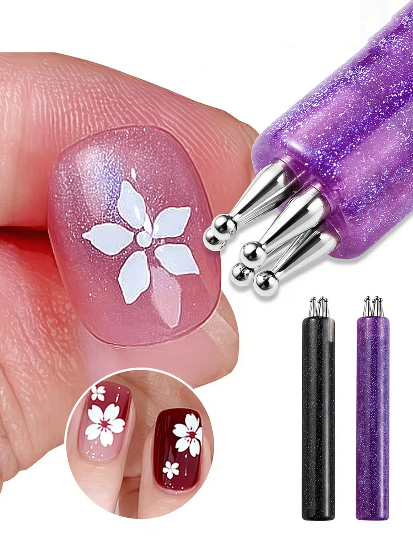 1 Nail Art Pen, Styling Pen, Acrylic Rod, Multiple Colors Available, One Can Be Selected, Petal Pattern, DIY Style