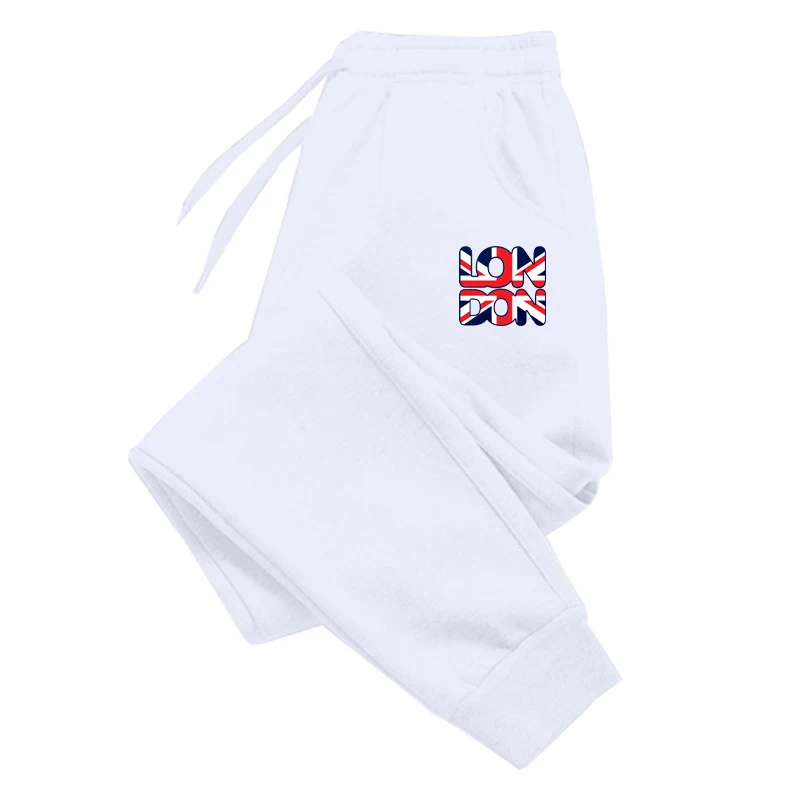 London Letters with National Flag Printing Sweatpants Men Women Drawstring Pants Gym Jogger Trouser