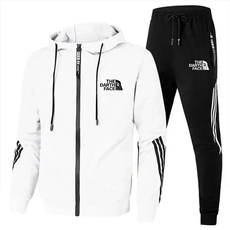 Conjunto de ropa deportiva de dos piezas para hombre, chaqueta con cremallera y pantalones, otoรฑo e invierno, 2024