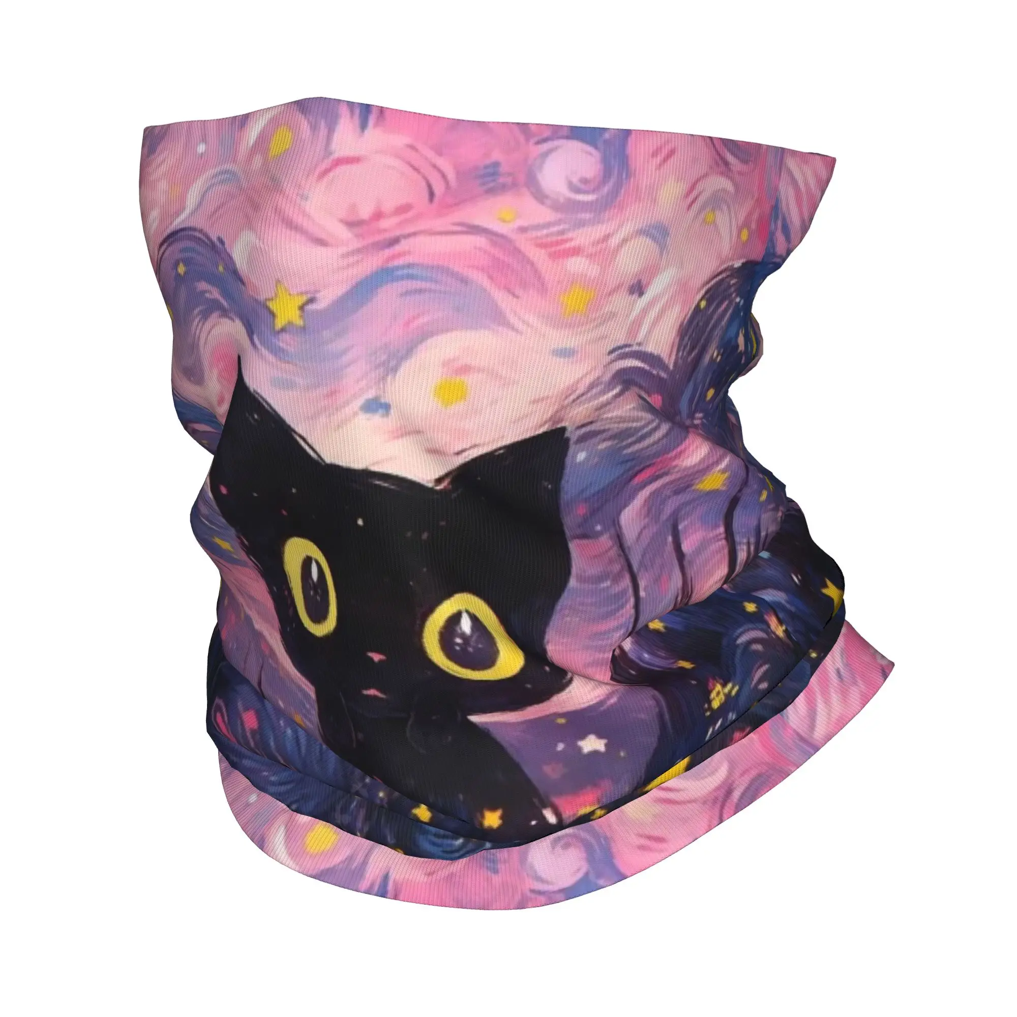 

Милая кавайная бандана с кошачьим принтом, шарф-накидка на шею, теплый головной убор для езды, унисекс, для взрослых